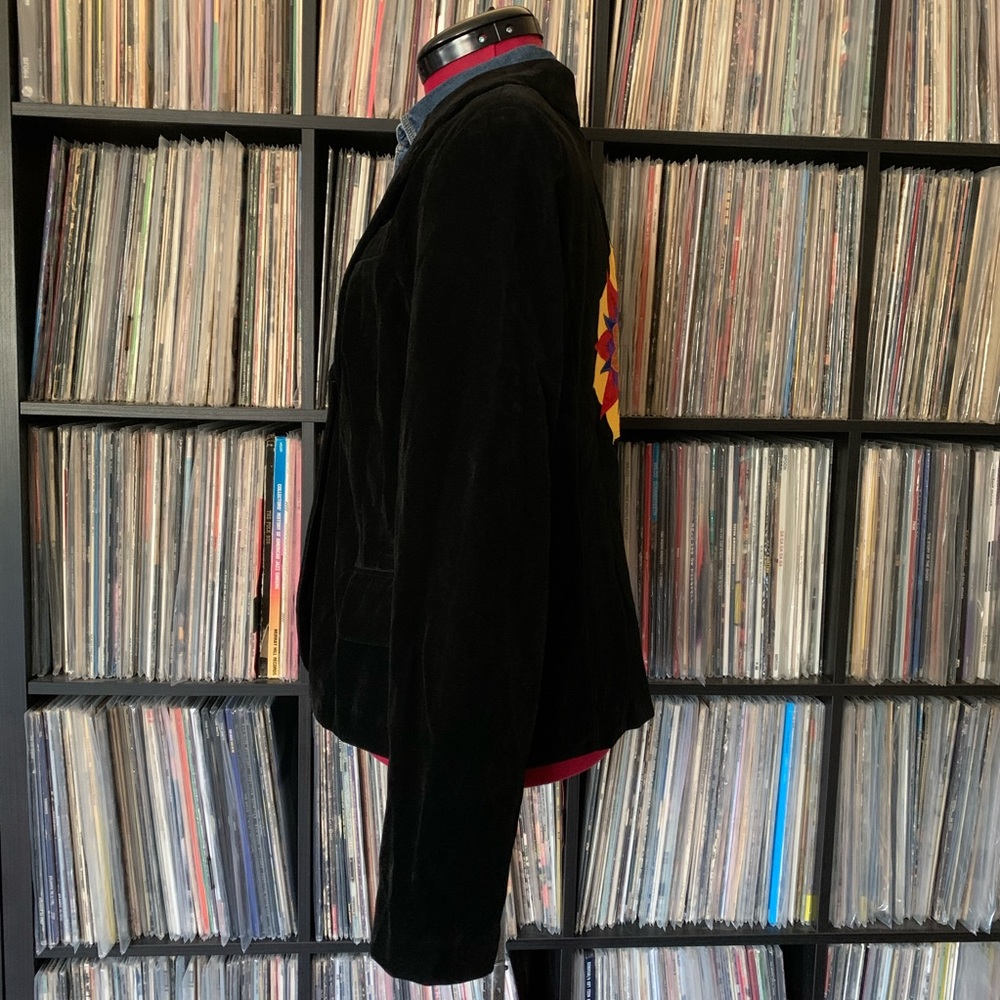 Black Velvet Blazer Mandala Patchwork Patch Love L - image 3